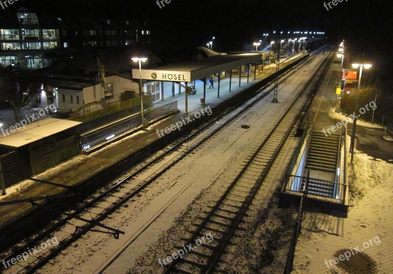 Night Evening Lights Lighting Railroad