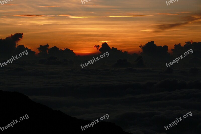 Haleakala Hawaii Sunset Clouds Sky