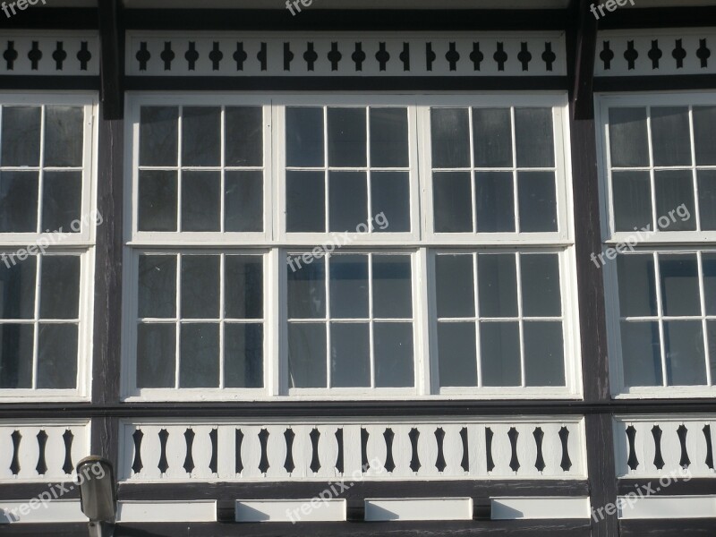 Windows Old Mansion Type Barred White Black