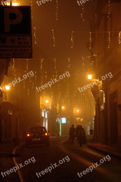 City Night Fog Gloomy Creepy