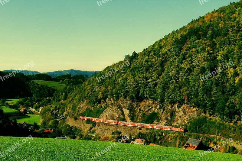 Landscape Train Railroad Mountains Forest