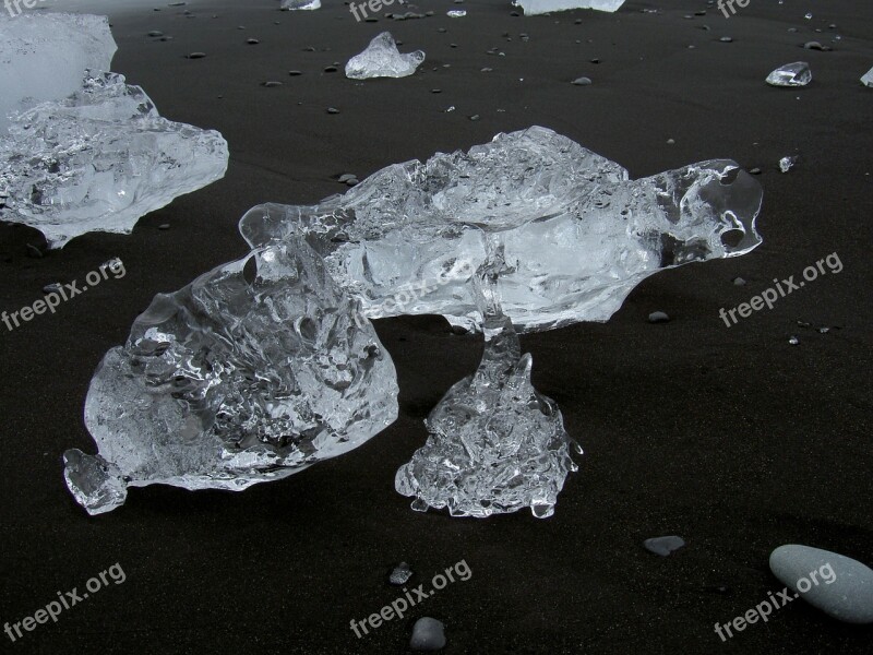 Ice Transparent Beach Black Iceland