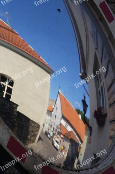 Tallinn Mirroring City Houses Distortion