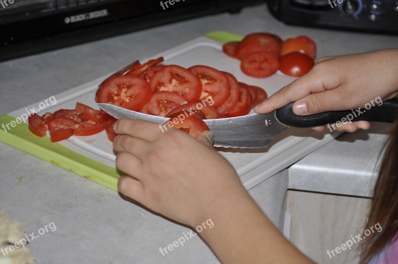 Tomatoes Vegetable Tomato Cutting Tomatoes Preparation