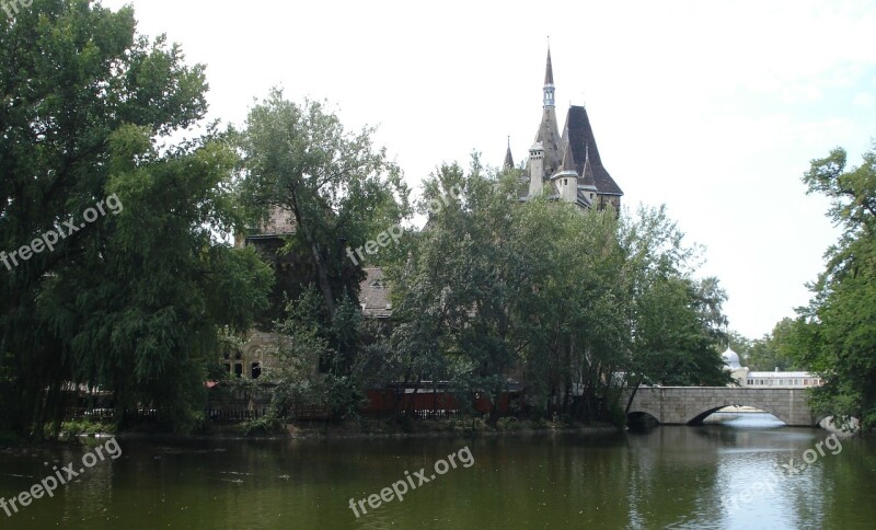 Budapest City Park Bridge Trees Water