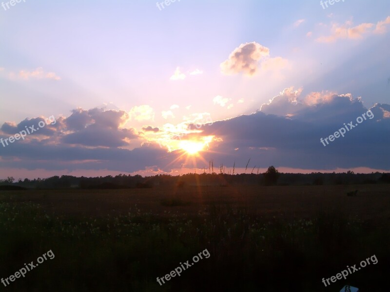 Sunset Horizon Dusk Sky Clouds