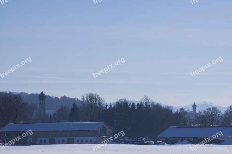 Winter Snow Trees Mountains Churches