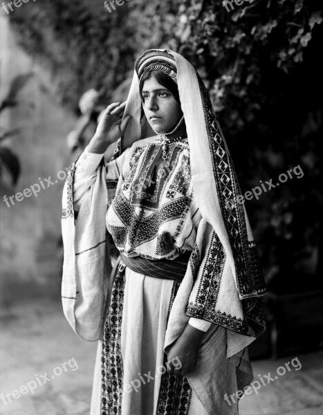 Woman Costume Traditionally Garment Ramallah