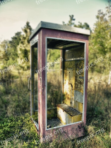 Phone Booth Old Nature Abandoned Ruin