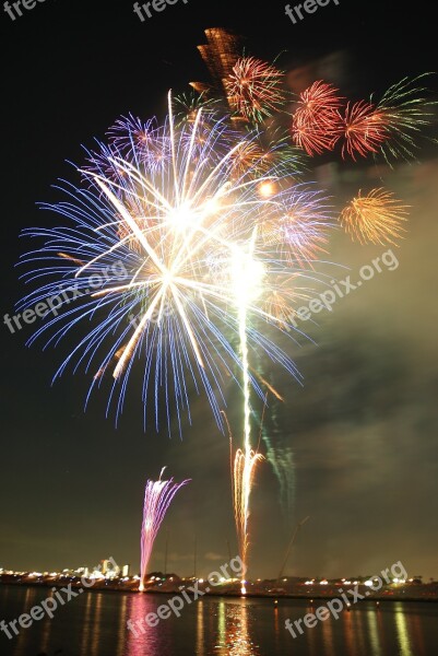 Fireworks Hanabi Colorful Multicoloured Blue