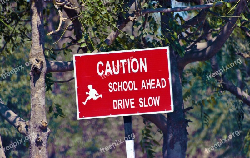 Caution Sign Board Warning School Ahead Sign