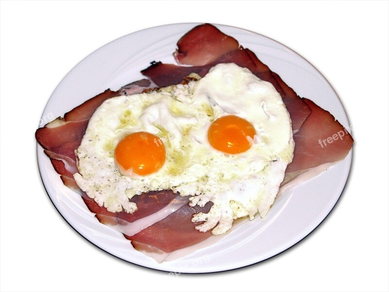 Fried Eggs Egg Yolk Bacon Food