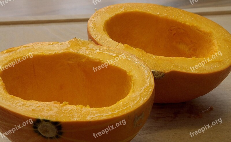 Pumpkin Pumpkin Halves Pulp Cut In Half Food