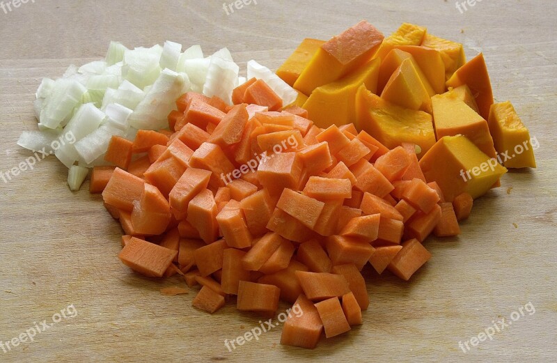 Ingredients Pumpkin Soup Vegetables Cut Hacked