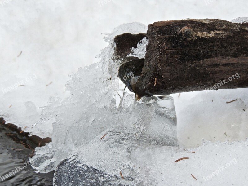 Fountain Water Winter Ice Cold