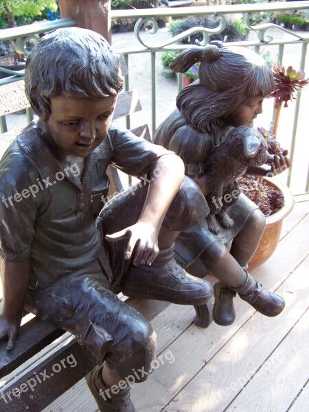 Statue Bronze Children Metal Figurine