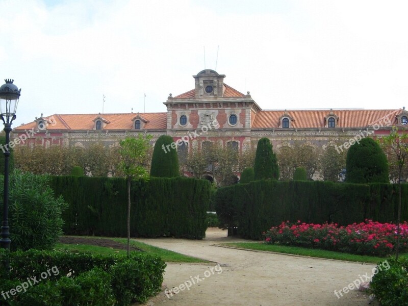 Spain Barcelona Park Building Castle Garden