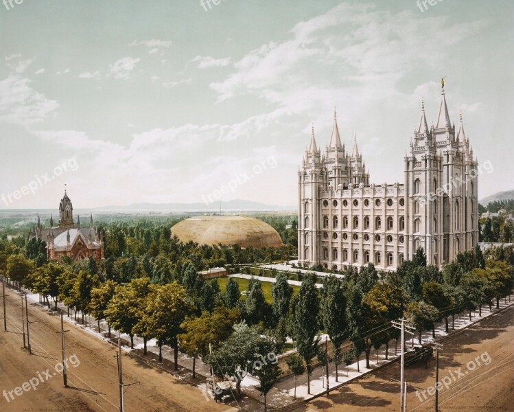 Temple Square Church Salt Lake City 1899 Photochrom