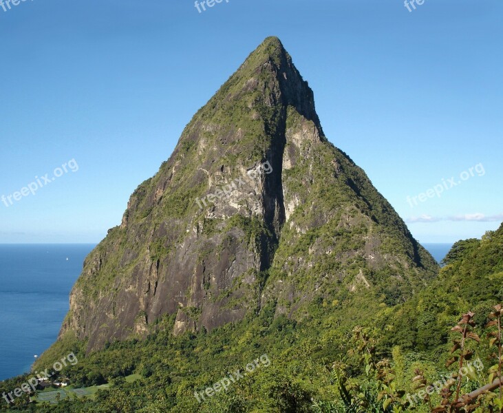 Caribbean Island Petit Piton St Lucia Saint Lucia Mountain