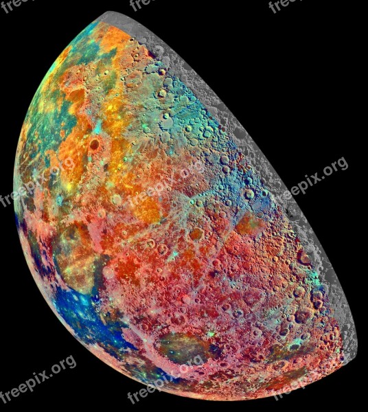 Moon Increasingly False Color Space Crater