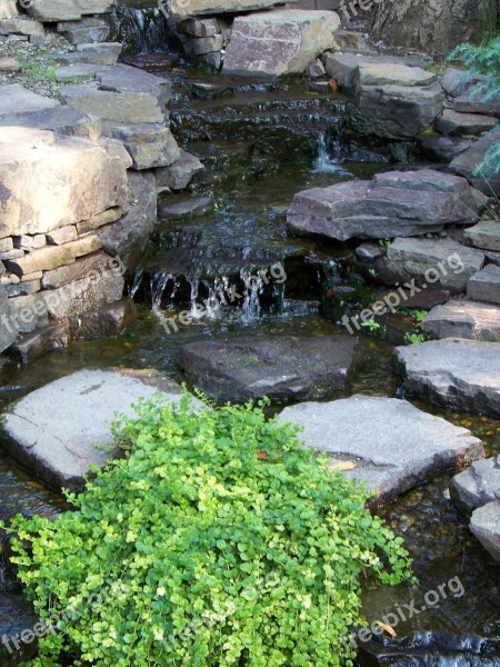 Waterfall Landscape Nature Garden Pond