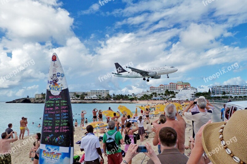 Maarten Sant St Maarten Aircraft Beach Clouds