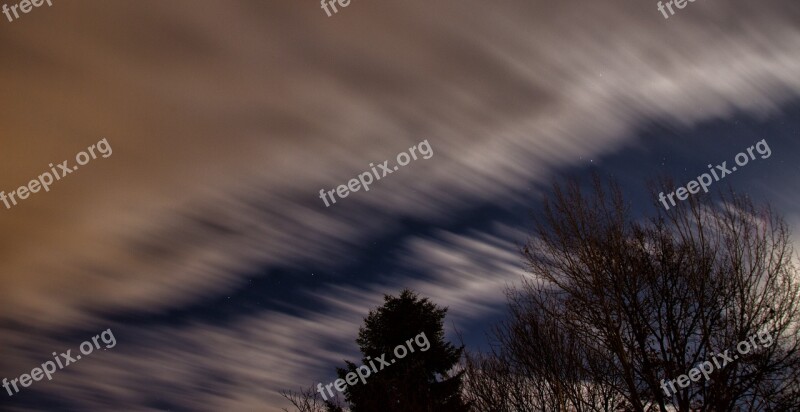 Long Exposure Clouds Night Sky Free Photos