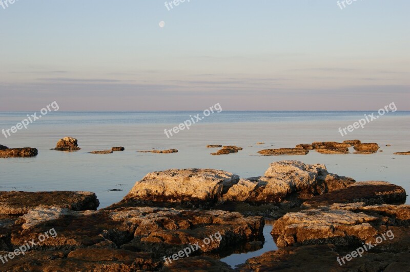 Sea Coast Rock Stone Moon