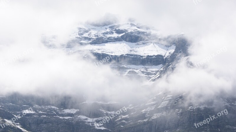 Mountain Eiger Switzerland Rock Snow