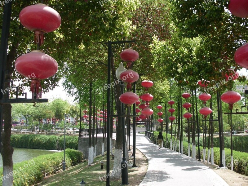 Red Lanterns Fuzimiao Surroundings Gardens Nanjing China