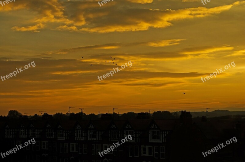 Sunset Background Houses House City