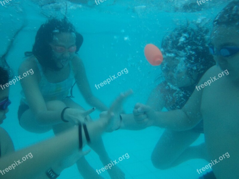 Underwater Fun Kid Playing Bubbles