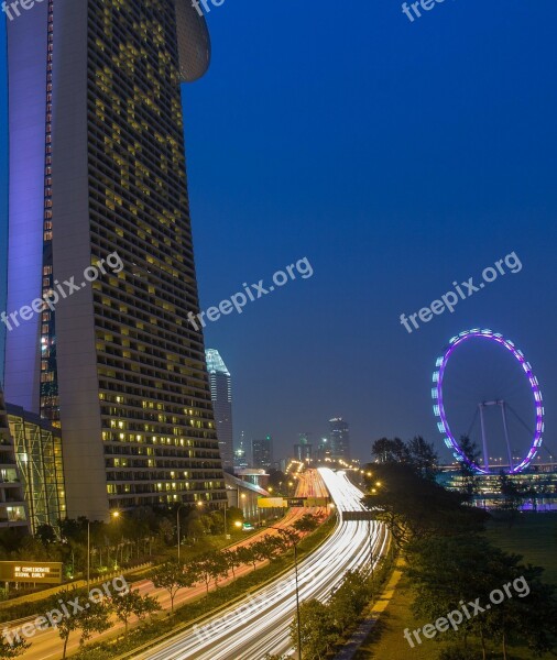 Marina Bay Sands Marina Singapore Landmark Blue Hour Flyer