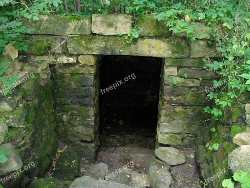 Stone Wall Doorway Vines Moss Entrance