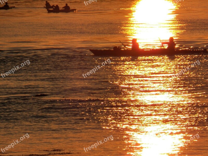 Kayak Kayakers Kayaking Sunset Sunsets