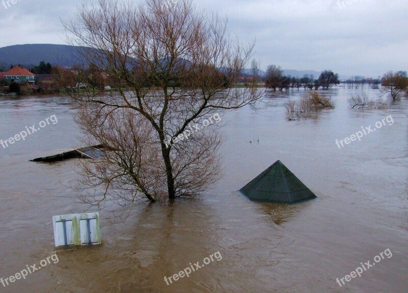 River Water Flood Weser Banks