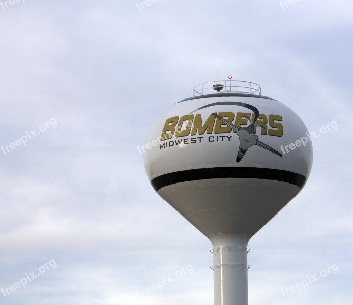 Midwest City Oklahoma Bombers Water Tower Water