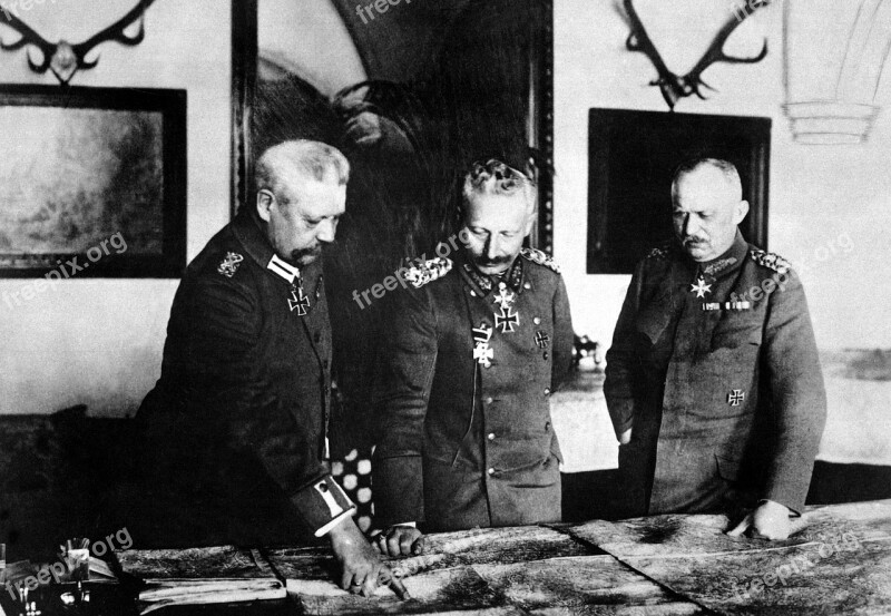 Kaiser Wilhelm Ii General Erich Ludendorff Hindenburg Black And White Germany