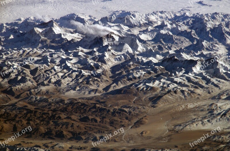 Himalayas Himalaya Mountains Aerial View Mount Everest