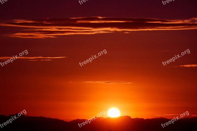 Arizona Sunrise Mountains Sun Desert