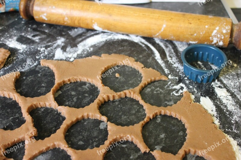 Floured Surface Baking Cookies Leftover Cookie Dough Rolling Pin