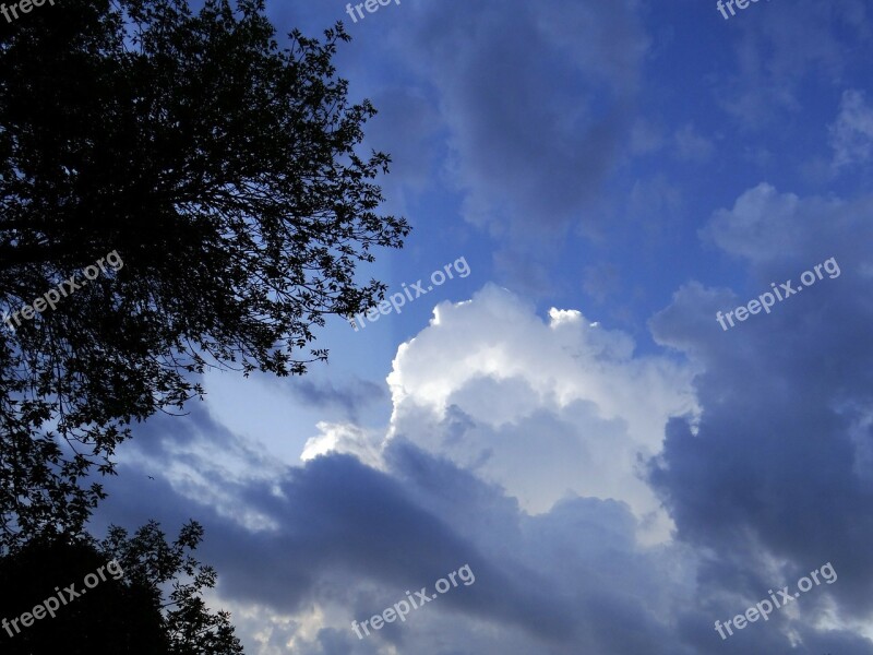 Clouds Stormy Bright Trees Nature