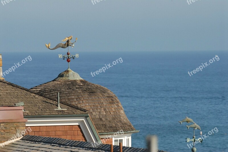 Mermaid Weathercock Roof Sea Sky