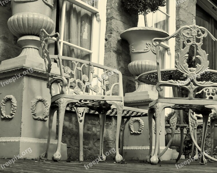 Table Chairs Decorations Terrace Iron