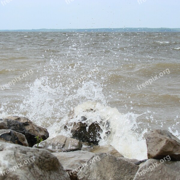 Waves Crashing Shore Water Nature