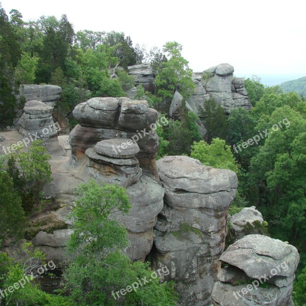 Rocks Formation Trees Landscape Nature