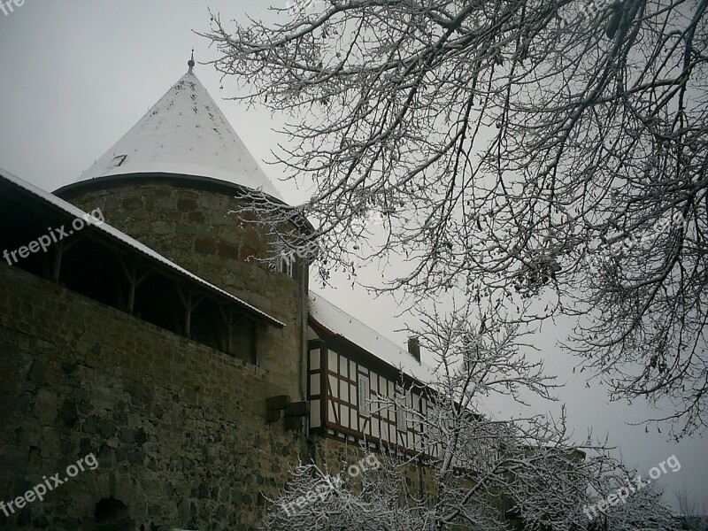 Burg Herzberg Winter Snow Winter Magic Free Photos