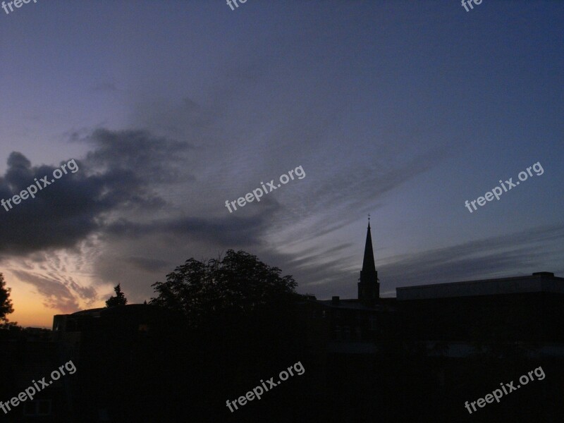 Evening Sky Sunset Lüneburg Clouds Nicolai Church