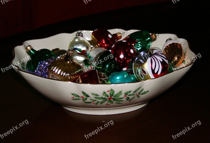 Christmas Bowl China Holly Ornaments Decorations