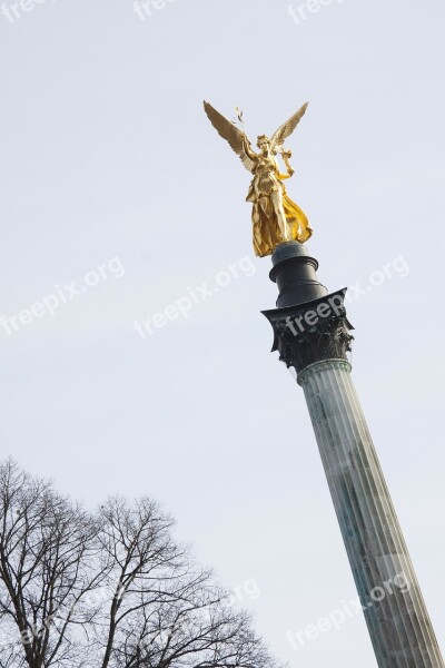 Statue Angel Gold Gilded Leaf Gilded Bronze